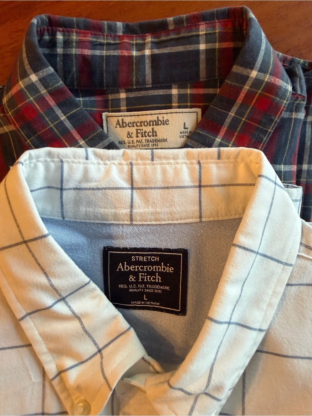 Abercrombie & Fitch Flannel Shirt Lot of 2 Size L Regular Fit Long Sleeve Plaid